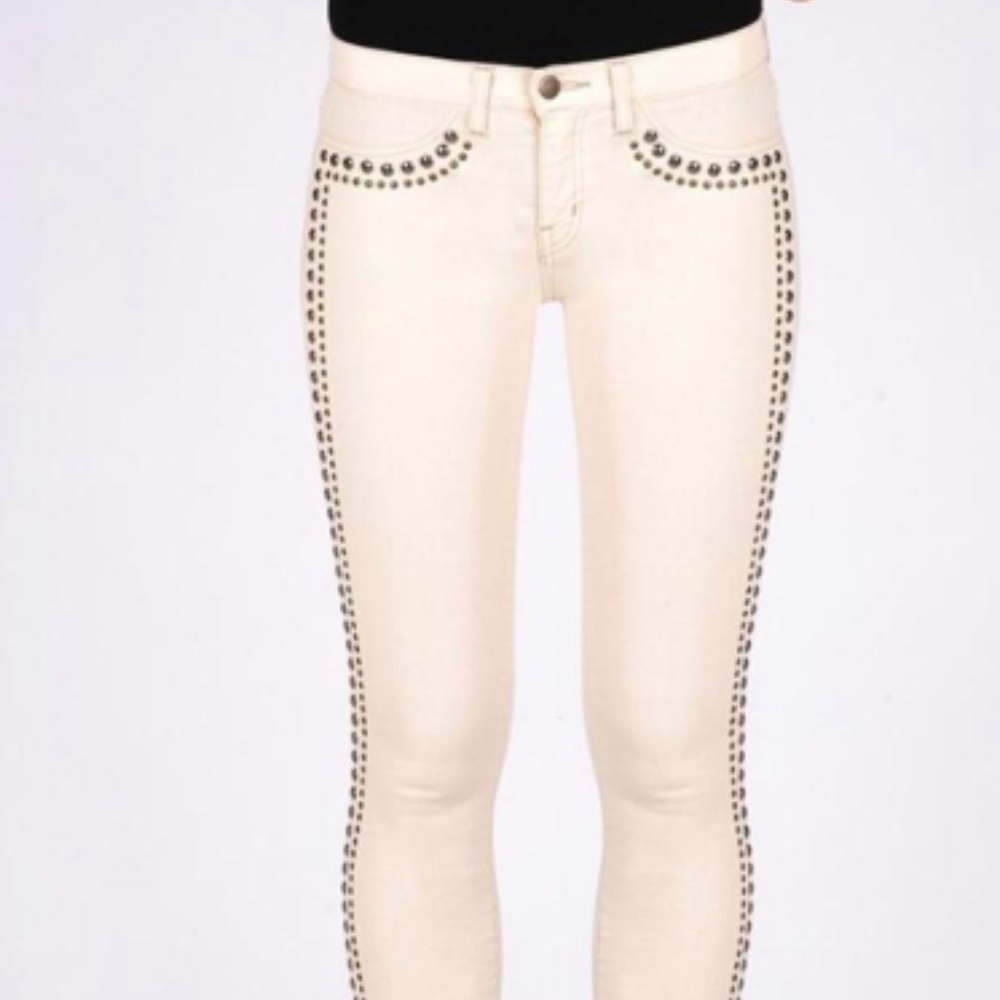 Henry and Belle Pitch Studded Jeans Cream